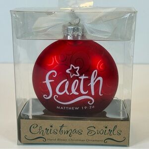 Red Christmas Ornament Matthew 19:26 “With God All Things Are Possible”
